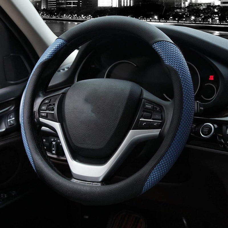 Valleycomfy Steering Wheel Cover with Microfiber Leather for Car Truck SUV 15 inch (Blue) - Image 2